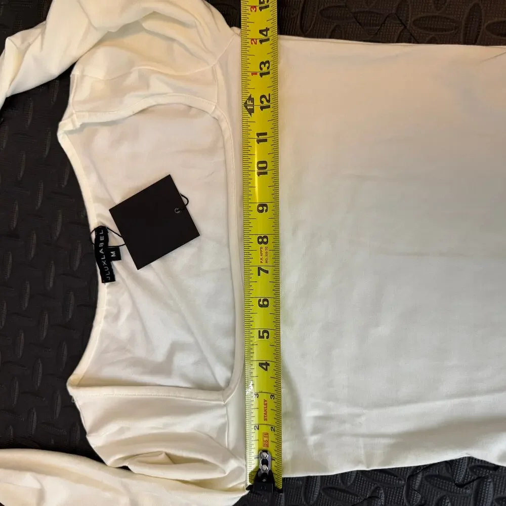 NEW Long Sleeve Bodysuit Ivory JLUXLABEL Stretch Size M - Picture 9 of 16